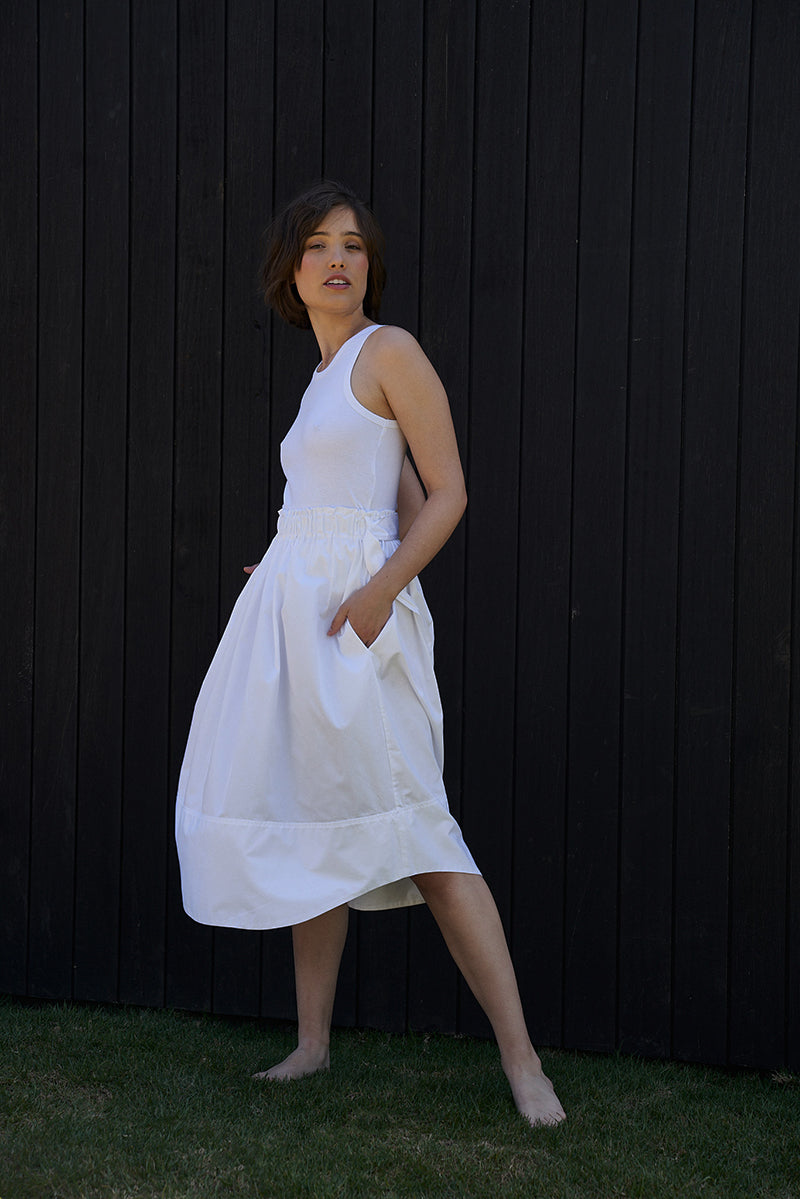 White Rilke Paper Bag Skirt | POETx